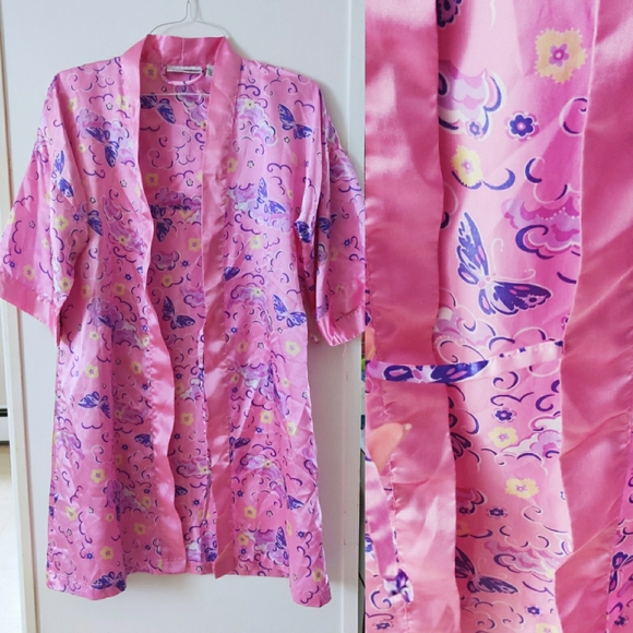 Other - 🦋 90s - Y2K Butterfly Satin Floral Robe